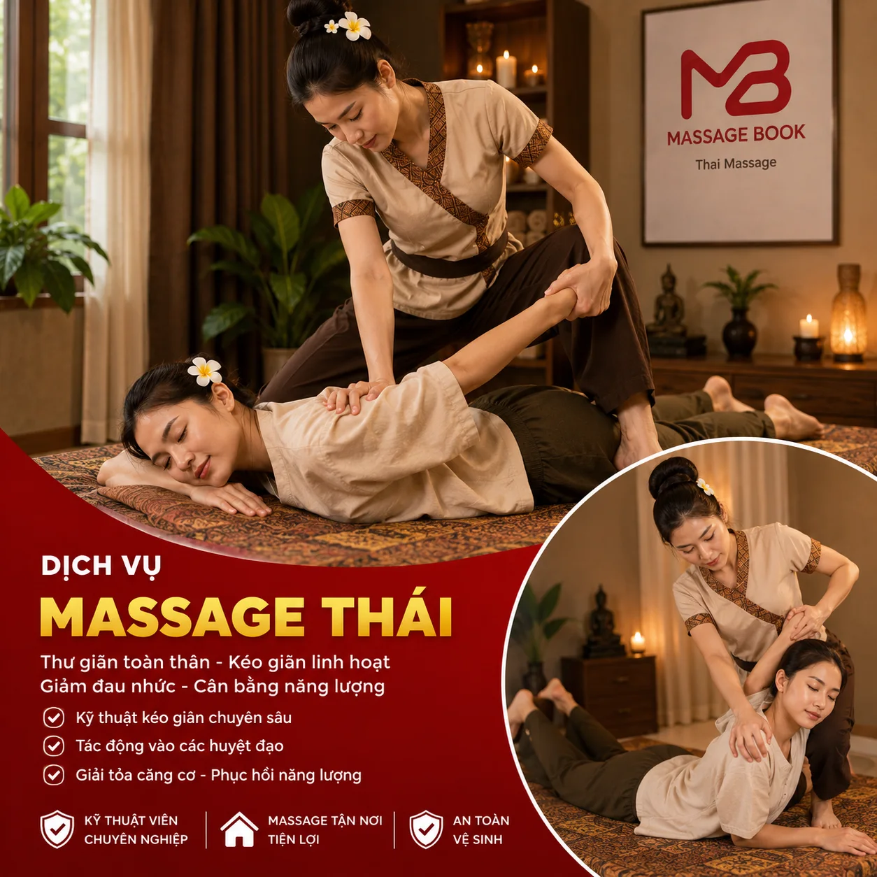 Massage Thái tại nhà kéo giãn linh hoạt
